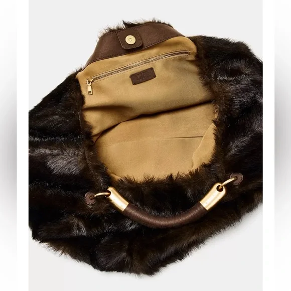 Zara FAUX FUR MAXI BAG - Picture 4 of 6